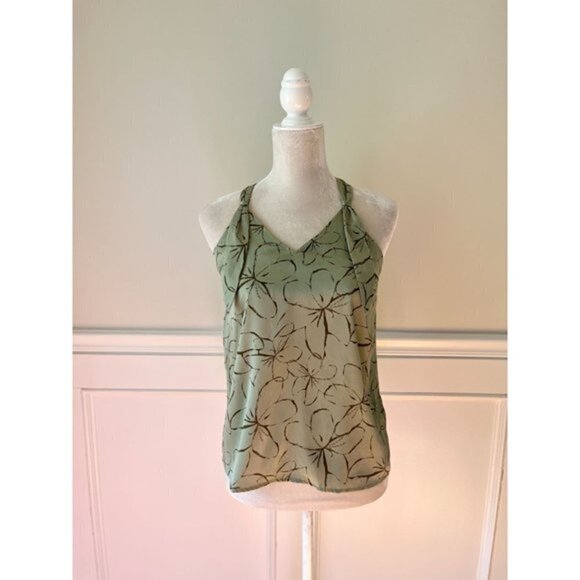 Mossimo Green Floral Print Racerback Tank XS - Picture 2 of 5